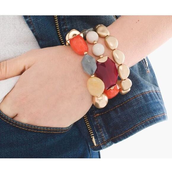 Chico's Women's Multi Color Gemstone Austyn Stretch Bracelet NWT 39 - Picture 3 of 12